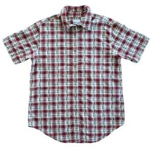 Vintage Bobbie Brooks Shirt Womens M Red Plaid Floral Cottagecore Preppy Classic